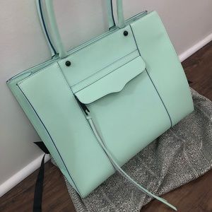 Rebecca Minkoff MAB bag mint with blue accents